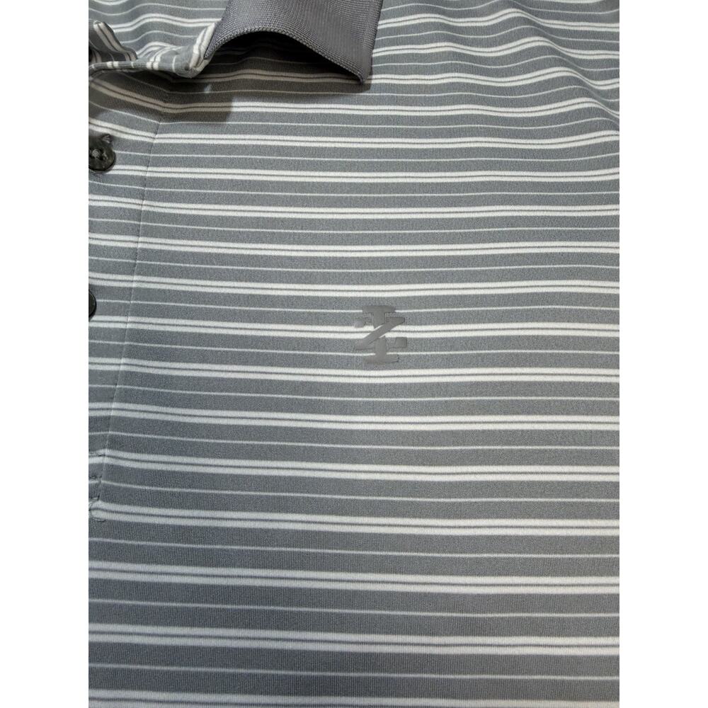 Izod Grey Striped Golf Polo Men's XL Lightweight Short Sleeve - Picture 2 of 5